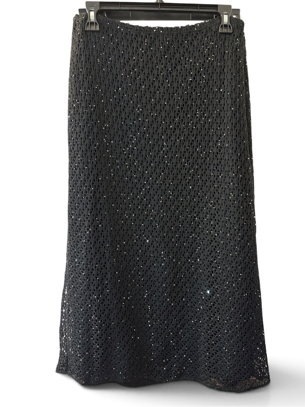 Beverly and Beck Sequin Open Knit Lined Midi Skirt NWT Size Medium